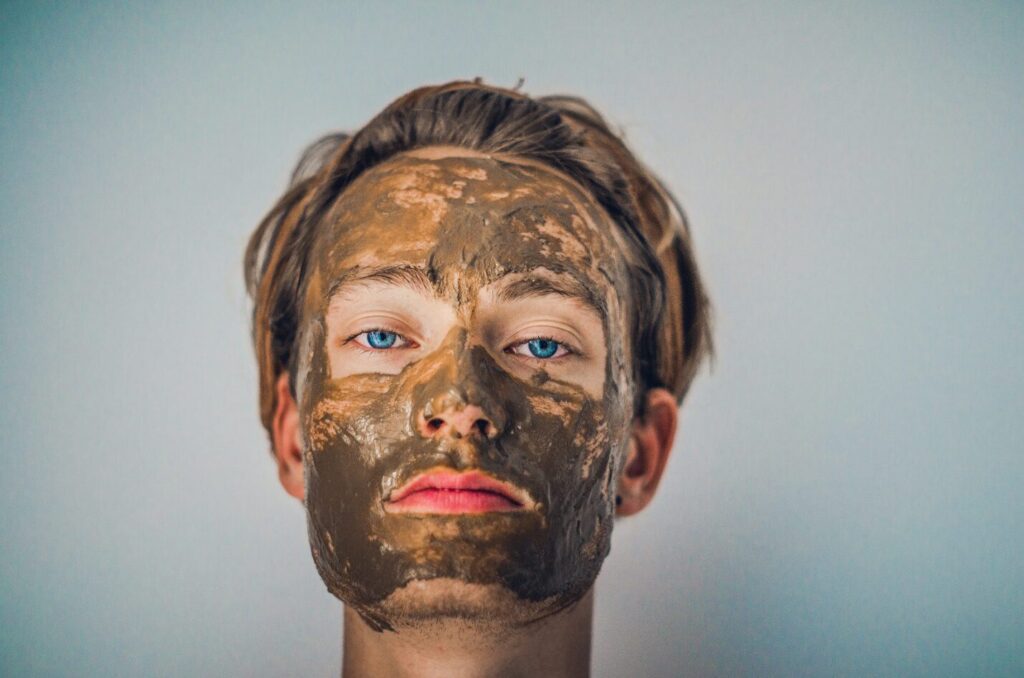 A man with magnetic facemask on his face